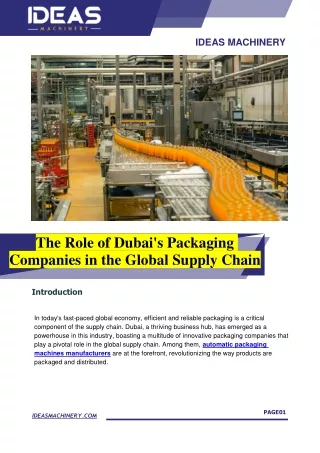 The Role of Dubai's Packaging Companies in the Global Supply Chain