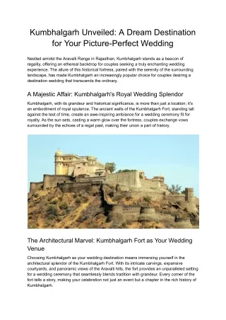 Kumbhalgarh Unveiled_ A Dream Destination for Your Picture-Perfect Wedding