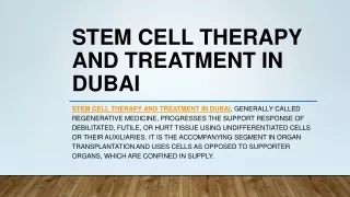 Stem Cell Therapy and Treatment in Dubai