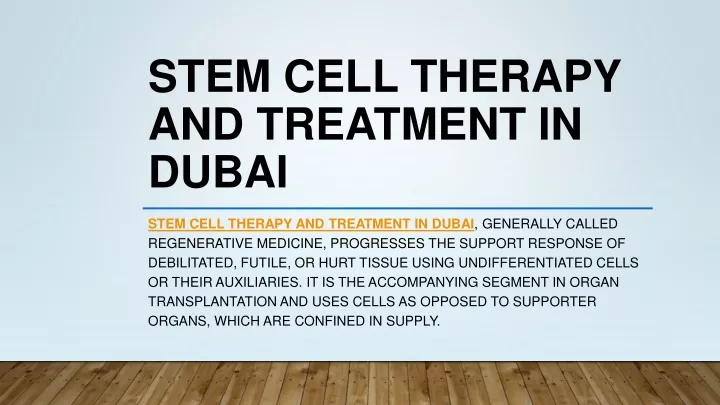 stem cell therapy and treatment in dubai