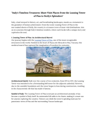 italy s timeless treasures must visit places from