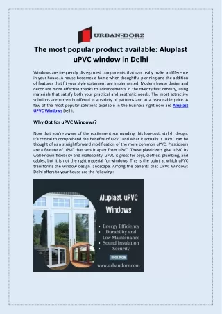 The most popular product available Aluplast uPVC window in Delhi