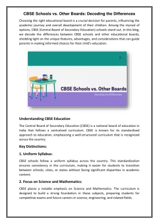CBSE Schools vs. Other Boards Decoding the Differences