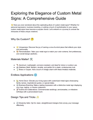 Exploring the Elegance of Custom Metal Signs: A Comprehensive Guide
