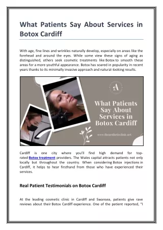 What Patients Say About Services in Botox Cardiff