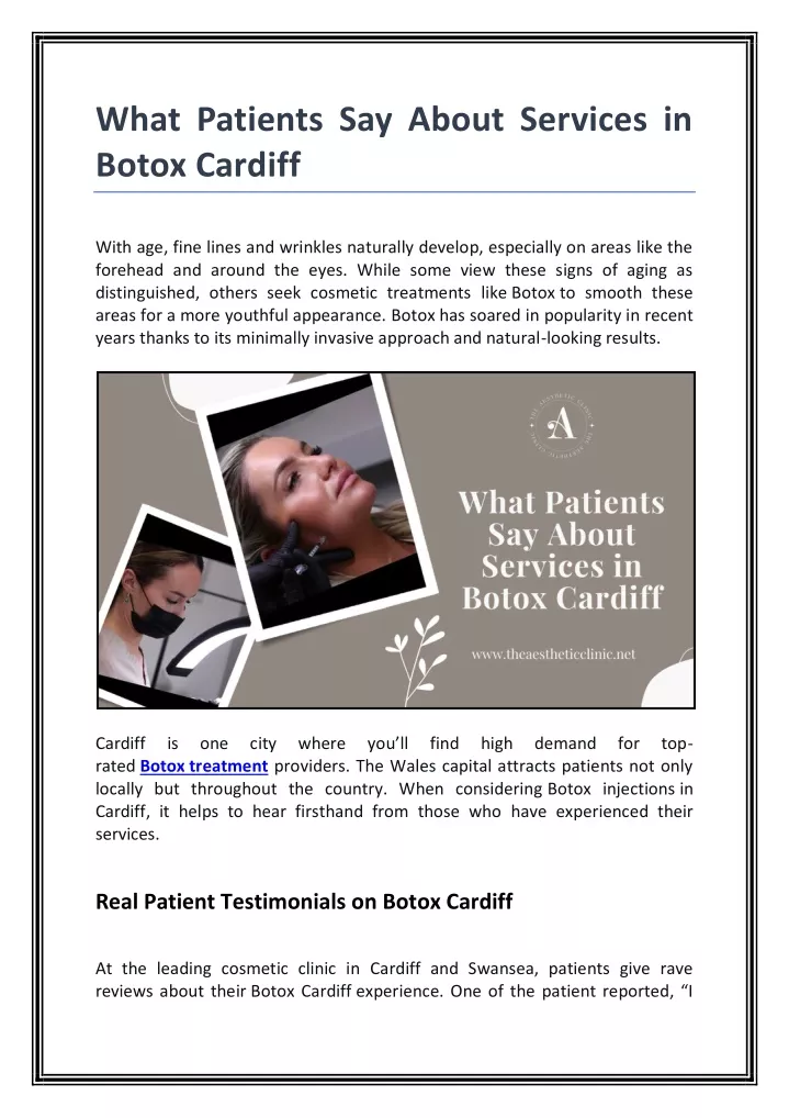 what patients say about services in botox cardiff