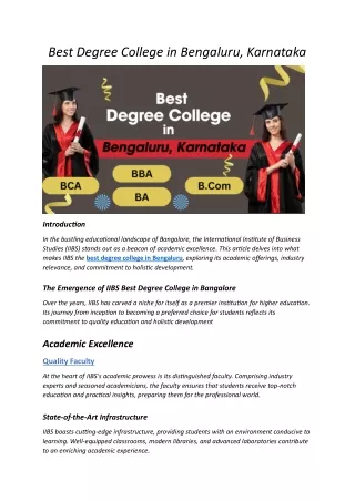 Best Degree College in Bengaluru Karnataka