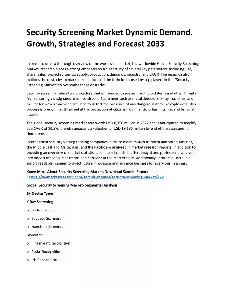 security screening market dynamic demand growth