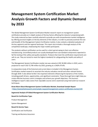 management system certification market analysis