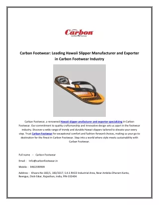 Hawaii Slipper Manufacturer and Exporter
