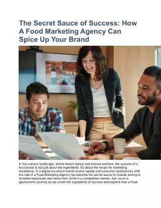 Food Marketing Agency Transforming Your Brand's Success