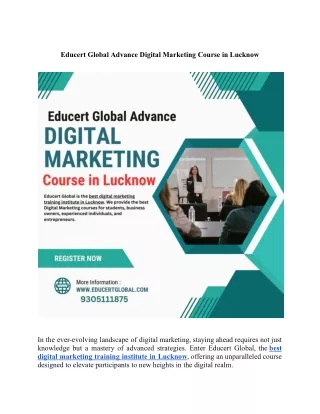 Educert Global Advance Digital Marketing Course in Lucknow