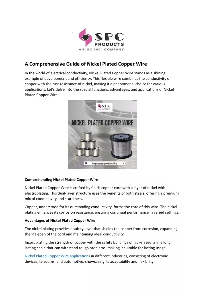 a comprehensive guide of nickel plated copper wire