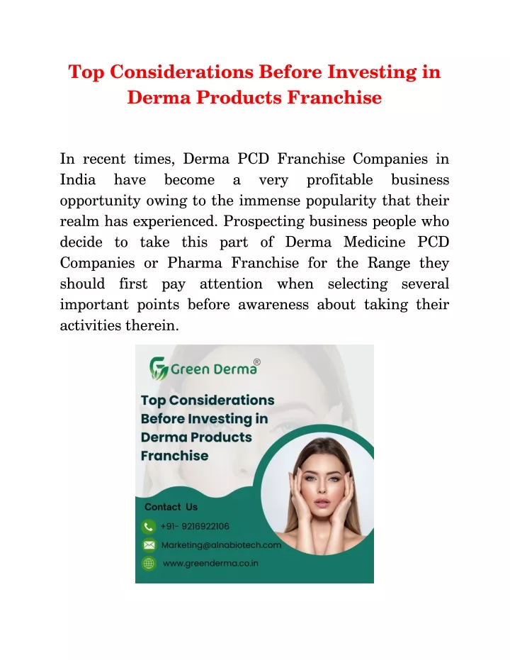 top considerations before investing in derma