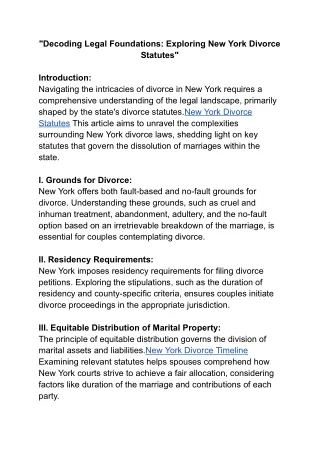 New York Divorce Statutes