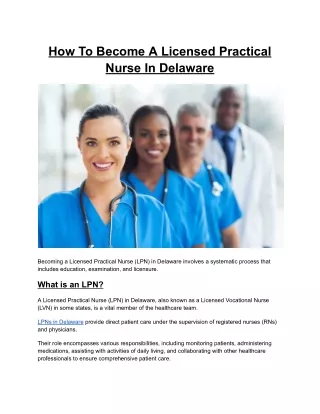 How To Become A Licensed Practical Nurse In Delaware