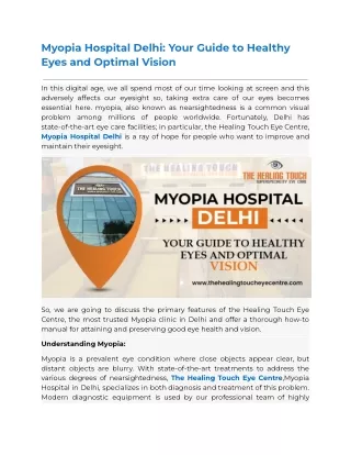 Myopia Hospital Delhi