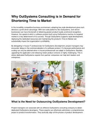 How OutSystems Consultants Reduce Product Development Delays