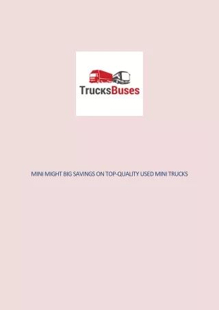 Top most poplar uesd mini trucks
