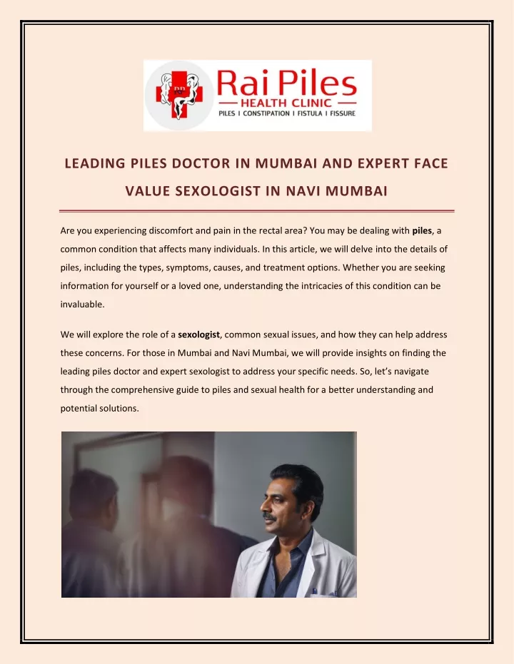 leading piles doctor in mumbai and expert face