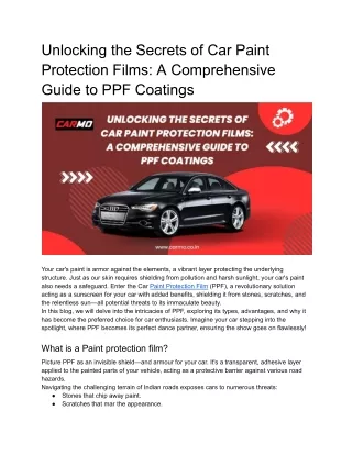 Unlocking the Secrets of Car Paint Protection Films_ A Comprehensive Guide to PPF Coatings