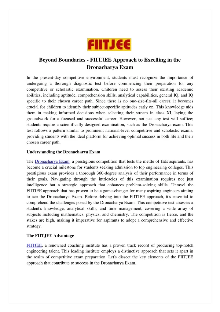 beyond boundaries fiitjee approach to excelling