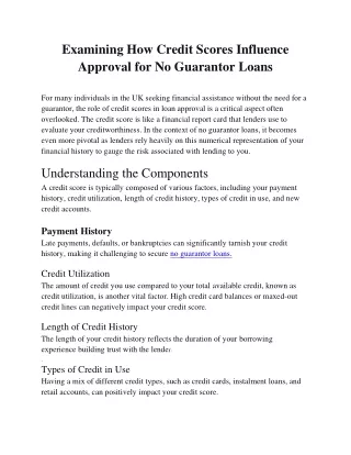 Examining How Credit Scores Influence Approval for No Guarantor Loans