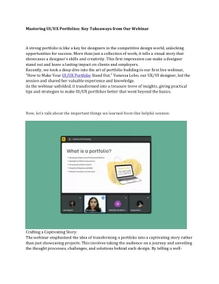 Mastering UIUX Portfolios Key Takeaways from Our Webinar