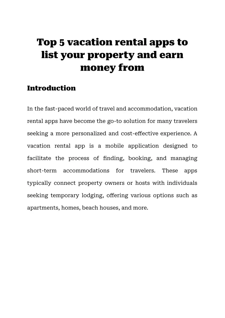 top 5 vacation rental apps to list your property