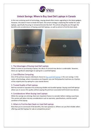 Unlock Savings-Where to Buy Used Dell Laptops in Canada