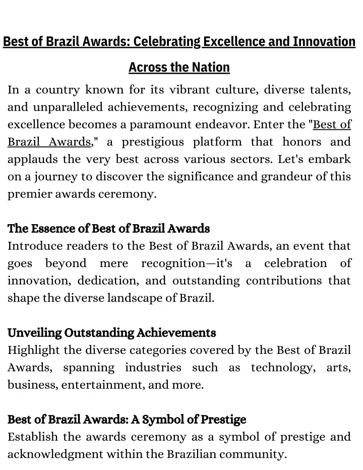 best of brazil awards celebrating excellence