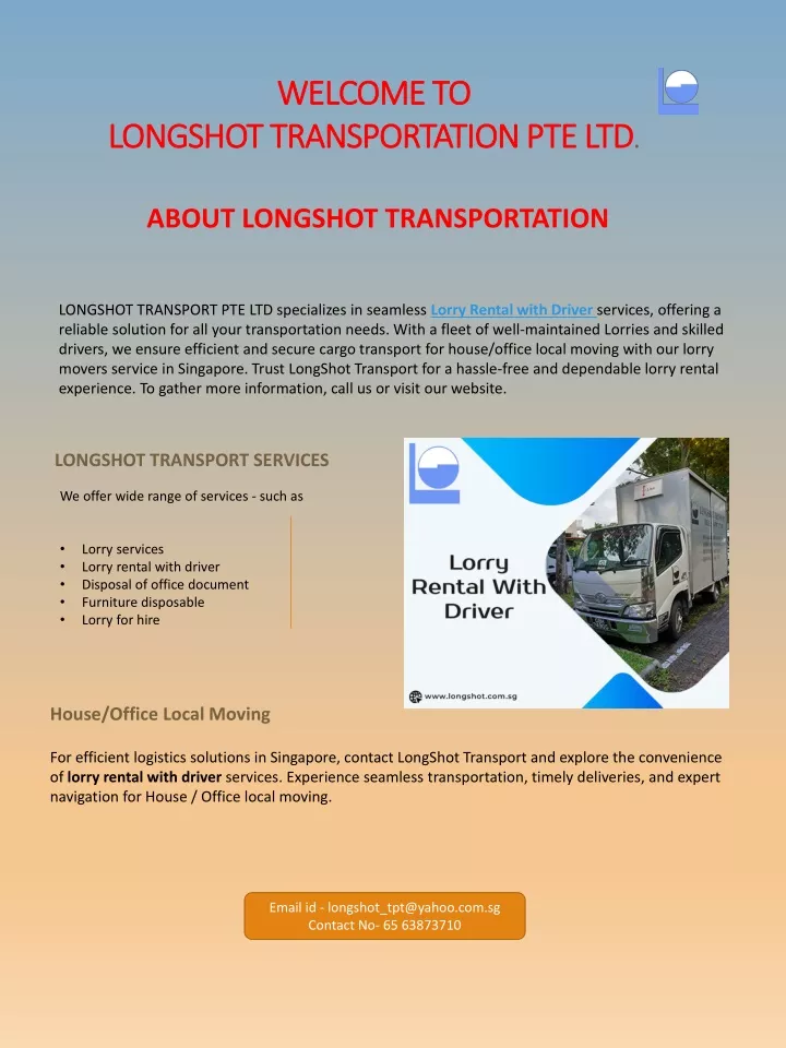 welcome to longshot transportation pte ltd