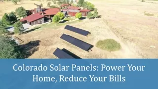 Colorado Solar Panels - Power Your Home, Reduce Your Bills