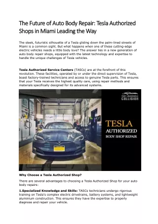 The Future of Auto Body Repair: Tesla Authorized Shops in Miami Leading the Way