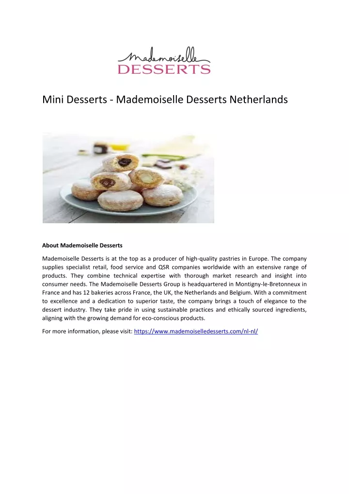 mini desserts mademoiselle desserts netherlands
