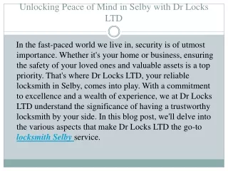 Locksmith Selby