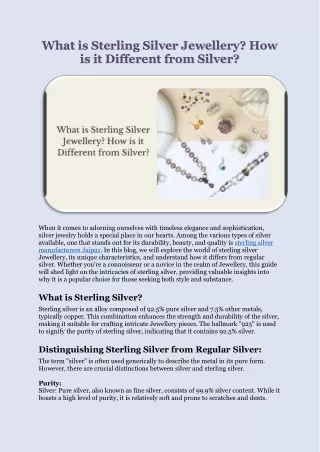 What is Sterling Silver Jewellery? How is it Different from Silver?