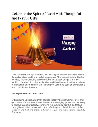Celebrate the Spirit of Lohri with Thoughtful and Festive