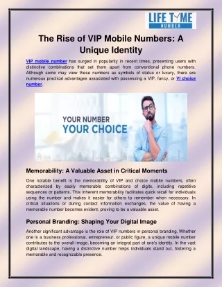 the rise of vip mobile numbers a unique identity