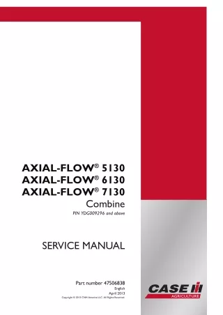 CASE IH AXIAL-FLOW 7130 Combine Service Repair Manual (PIN YDG009296 and above)