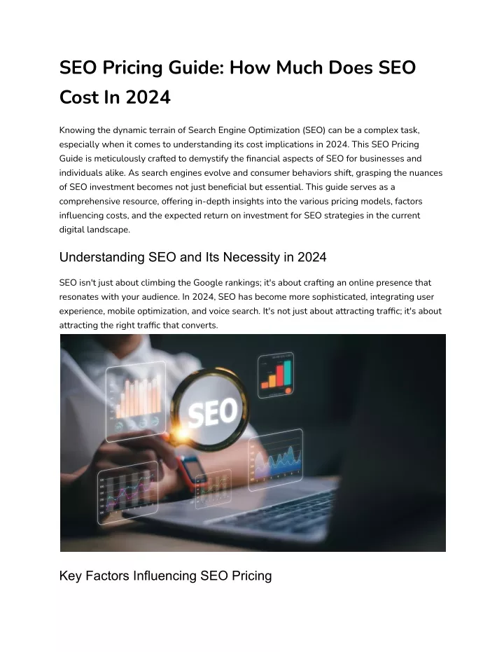 seo pricing guide how much does seo cost in 2024