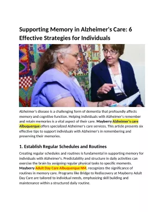 Mayberry-Supporting Memory in Alzheimer