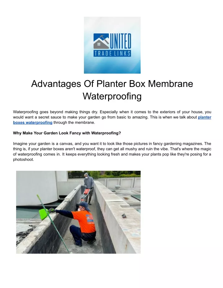 advantages of planter box membrane waterproofing