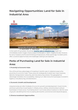 Navigating Opportunities_ Land for Sale in Industrial Area