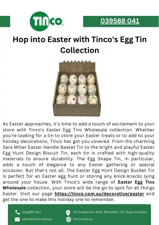 Hop into Easter with Tinco's Egg Tin Collection