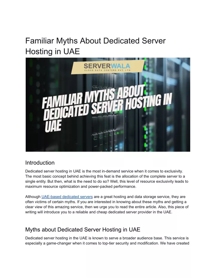 familiar myths about dedicated server hosting
