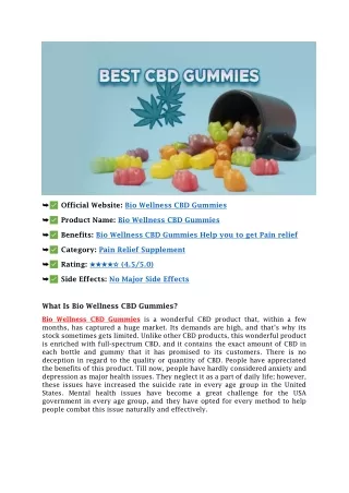 Bio Wellness CBD Gummies PDF