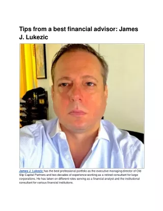 Tips from a best financial advisor_ James J