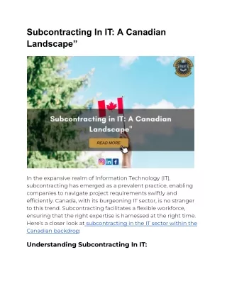 Subcontracting In IT_ A Canadian Landscape