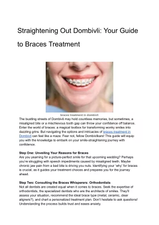 Straightening Out Dombivli_ Your Guide to Braces Treatment